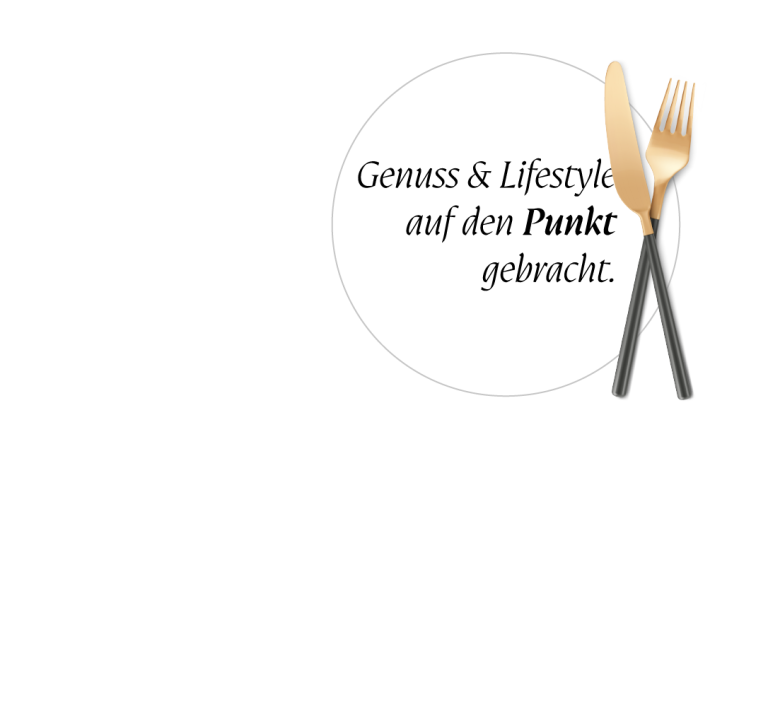 Illustrated plate with the Genusspunkt lettering